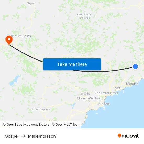 Sospel to Mallemoisson map