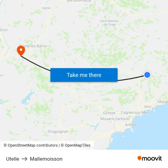 Utelle to Mallemoisson map