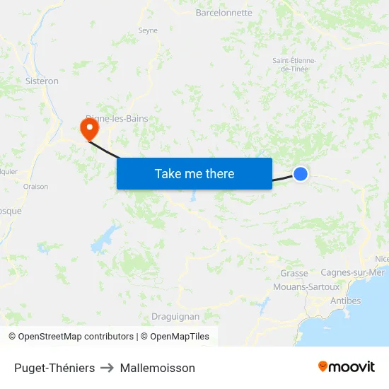 Puget-Théniers to Mallemoisson map