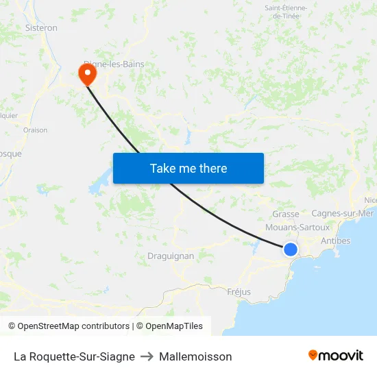 La Roquette-Sur-Siagne to Mallemoisson map