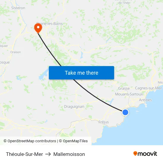 Théoule-Sur-Mer to Mallemoisson map