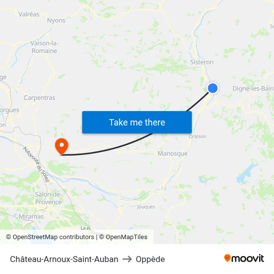 Château-Arnoux-Saint-Auban to Oppède map