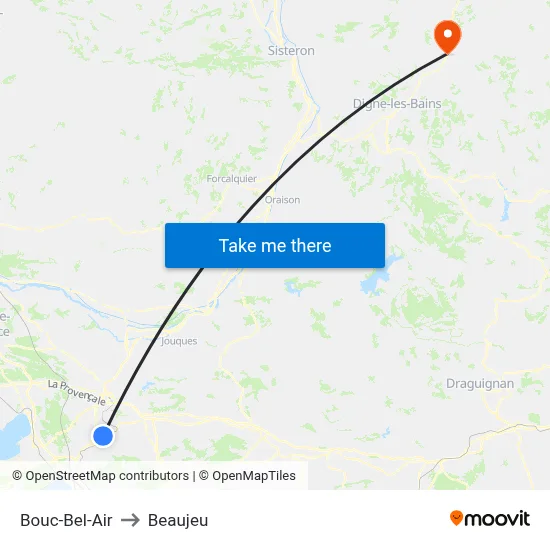 Bouc-Bel-Air to Beaujeu map