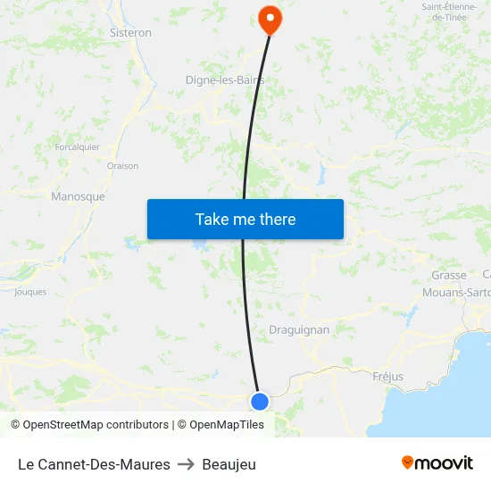 Le Cannet-Des-Maures to Beaujeu map