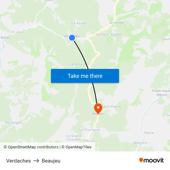 Verdaches to Beaujeu map