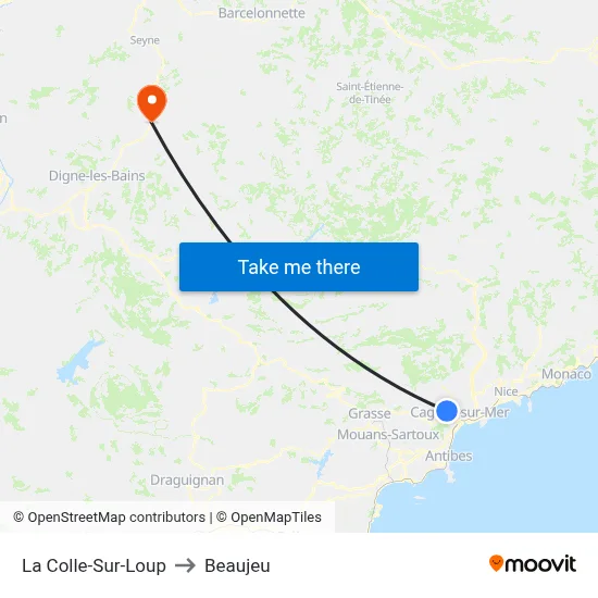 La Colle-Sur-Loup to Beaujeu map