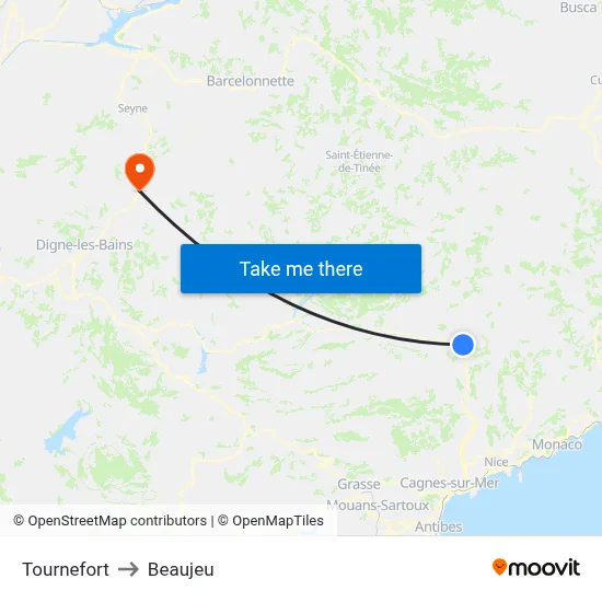 Tournefort to Beaujeu map