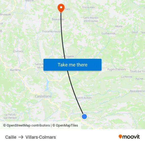 Caille to Villars-Colmars map