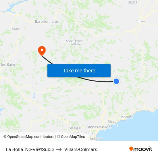 La Bollã¨Ne-Vã©Subie to Villars-Colmars map