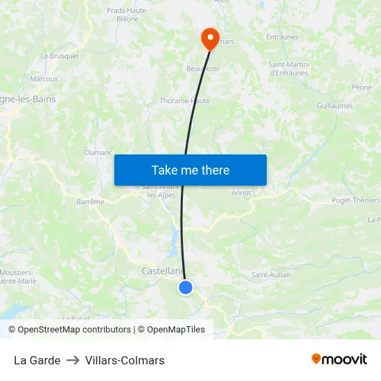 La Garde to Villars-Colmars map