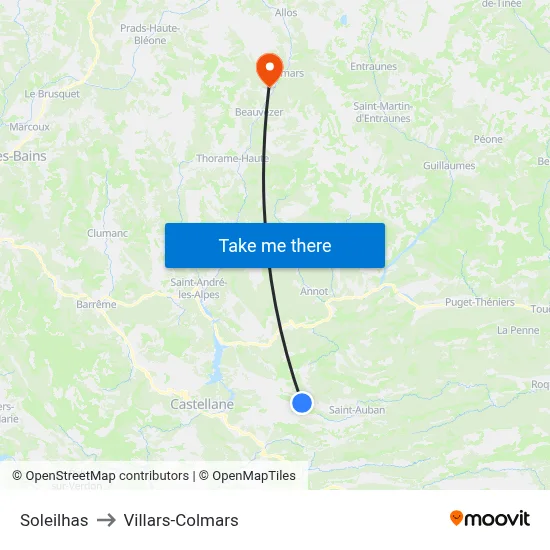 Soleilhas to Villars-Colmars map