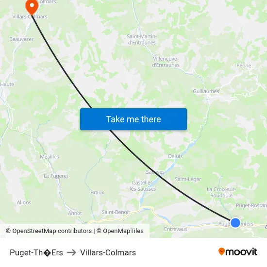 Puget-Th�Ers to Villars-Colmars map