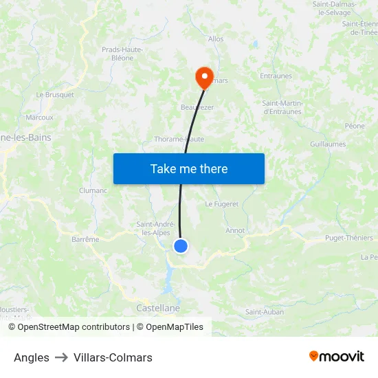 Angles to Villars-Colmars map