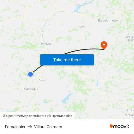 Forcalquier to Villars-Colmars map