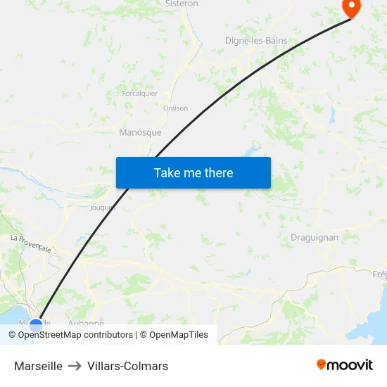 Marseille to Villars-Colmars map