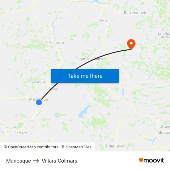 Manosque to Villars-Colmars map