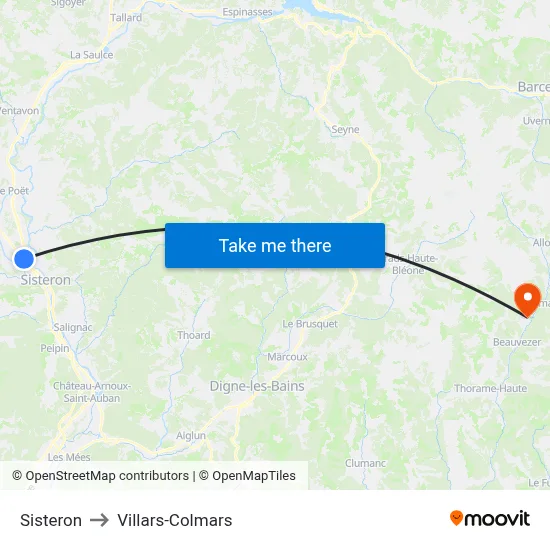 Sisteron to Villars-Colmars map