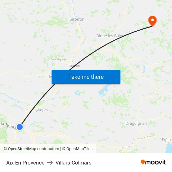Aix-En-Provence to Villars-Colmars map