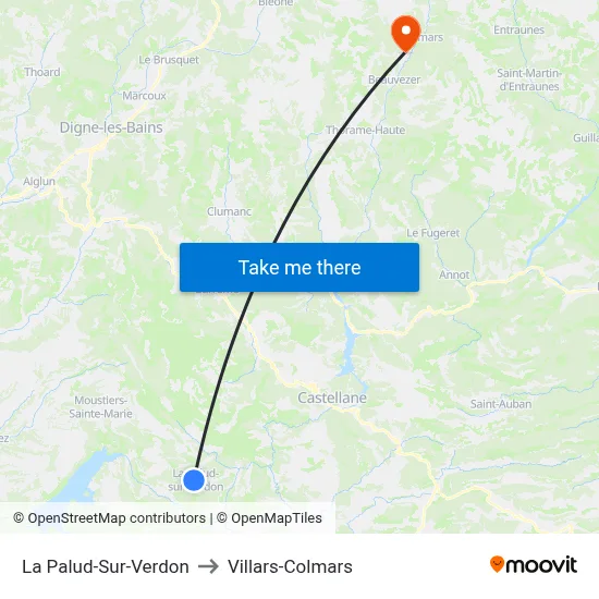La Palud-Sur-Verdon to Villars-Colmars map