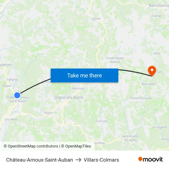 Château-Arnoux-Saint-Auban to Villars-Colmars map