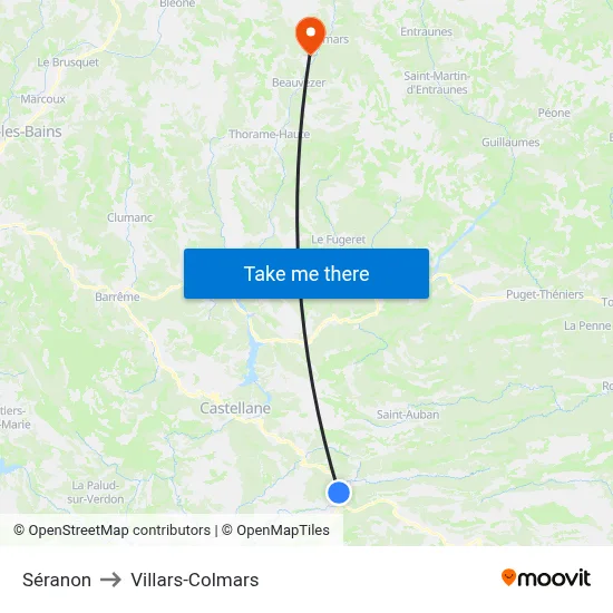 Séranon to Villars-Colmars map