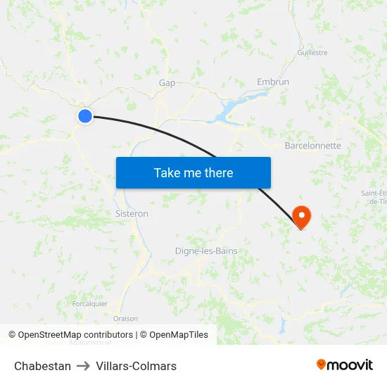 Chabestan to Villars-Colmars map