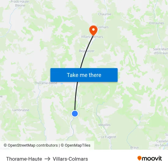 Thorame-Haute to Villars-Colmars map