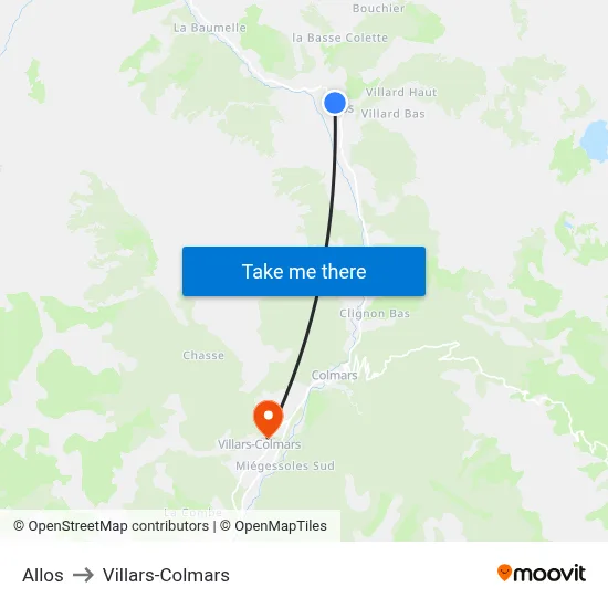 Allos to Villars-Colmars map