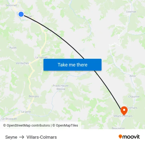 Seyne to Villars-Colmars map