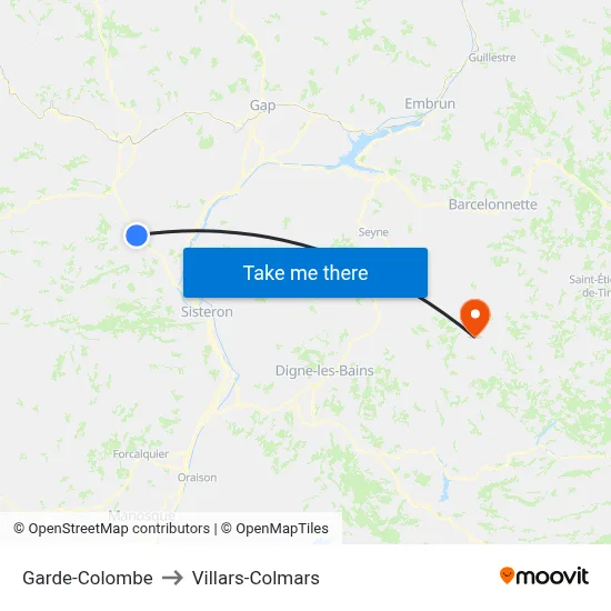 Garde-Colombe to Villars-Colmars map