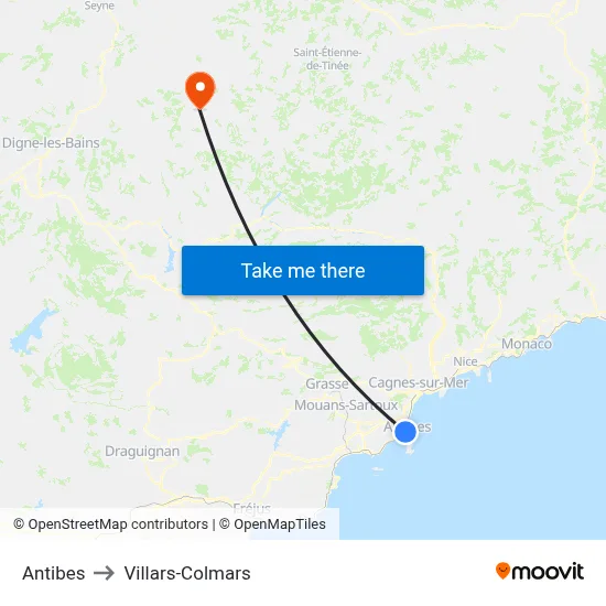 Antibes to Villars-Colmars map
