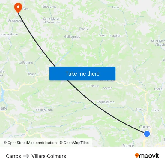 Carros to Villars-Colmars map