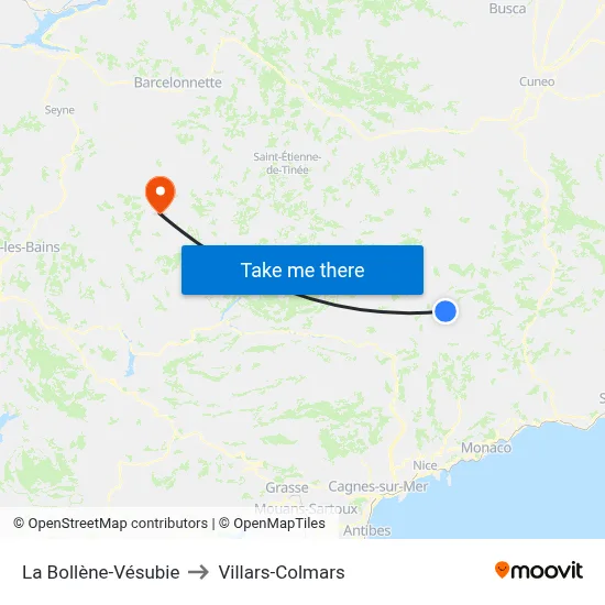 La Bollène-Vésubie to Villars-Colmars map