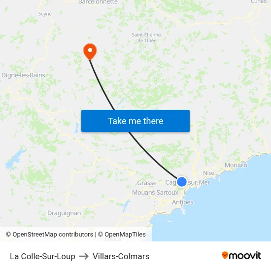 La Colle-Sur-Loup to Villars-Colmars map