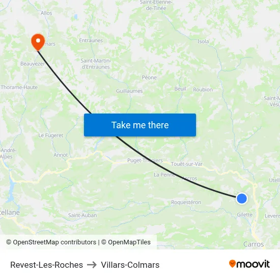 Revest-Les-Roches to Villars-Colmars map