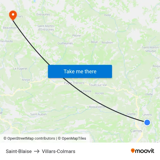 Saint-Blaise to Villars-Colmars map