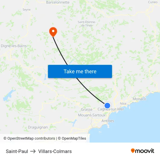 Saint-Paul to Villars-Colmars map