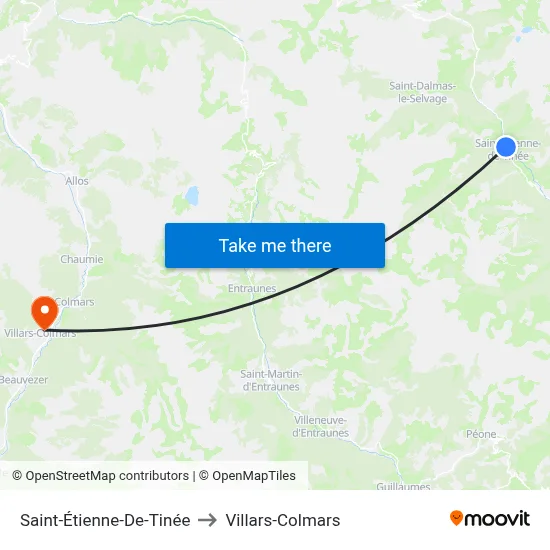 Saint-Étienne-De-Tinée to Villars-Colmars map