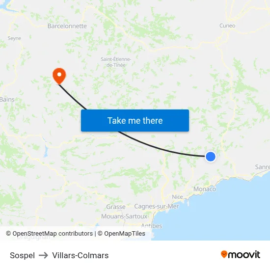 Sospel to Villars-Colmars map