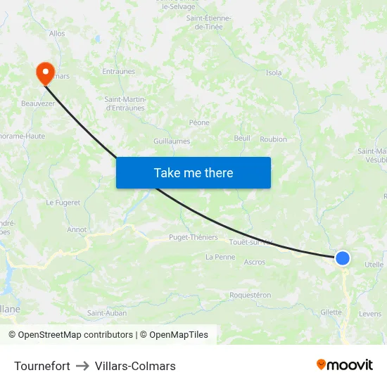 Tournefort to Villars-Colmars map