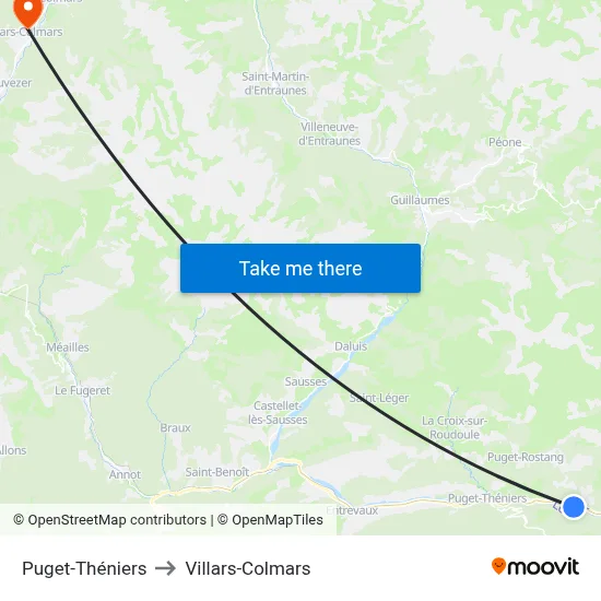 Puget-Théniers to Villars-Colmars map