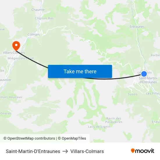 Saint-Martin-D'Entraunes to Villars-Colmars map