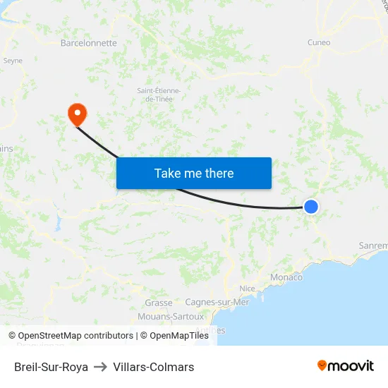 Breil-Sur-Roya to Villars-Colmars map