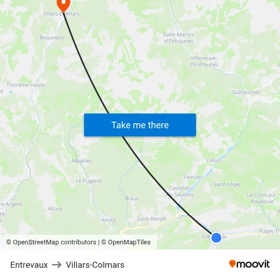 Entrevaux to Villars-Colmars map