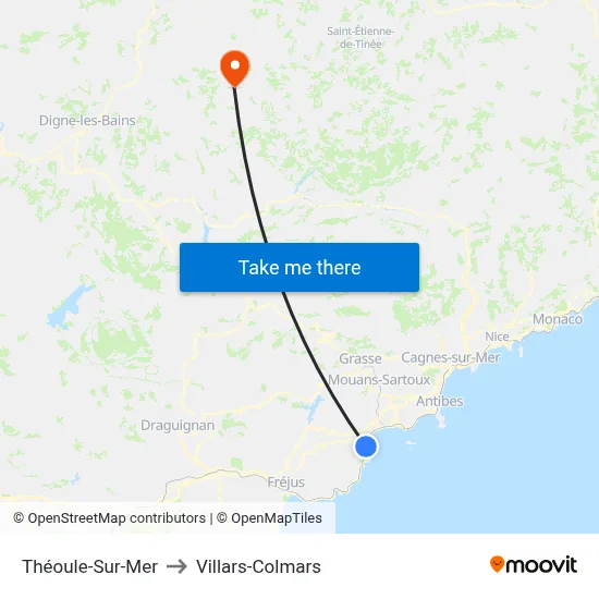 Théoule-Sur-Mer to Villars-Colmars map