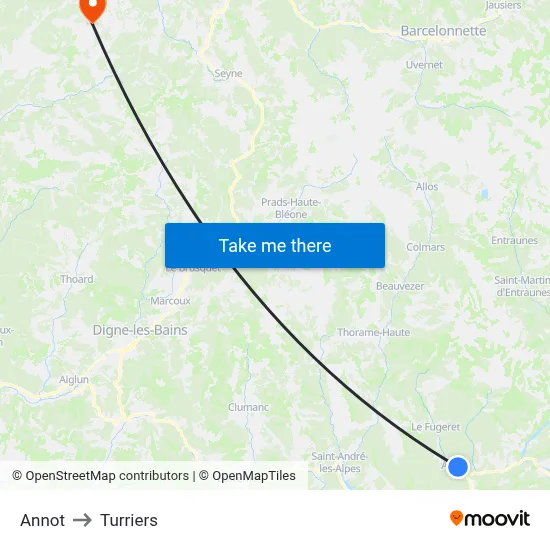 Annot to Turriers map