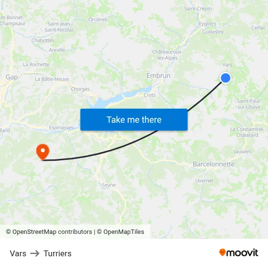 Vars to Turriers map