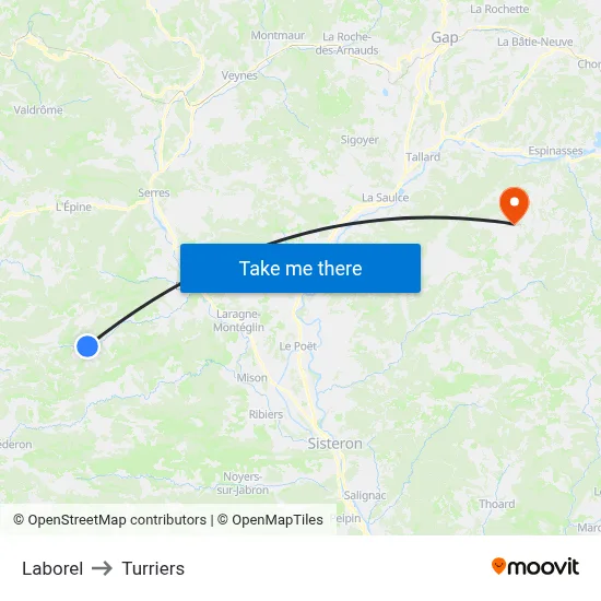 Laborel to Turriers map