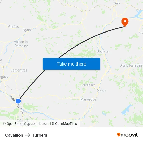Cavaillon to Turriers map