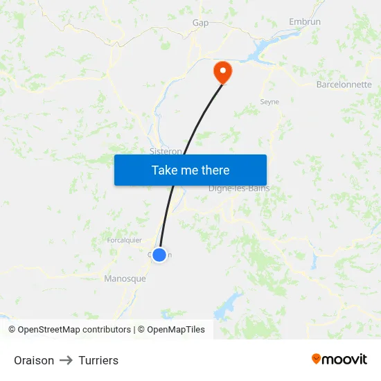 Oraison to Turriers map